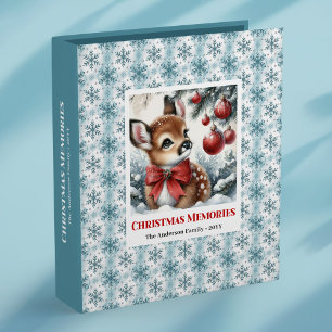 Festive baby deer snowy forest kids ring binder