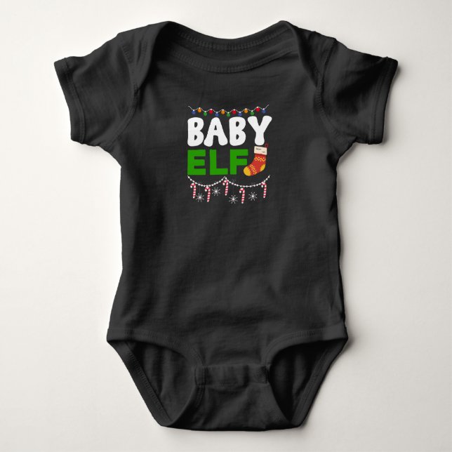 Festive Baby Elf Charm - Adorable Holiday Baby Bodysuit (Front)