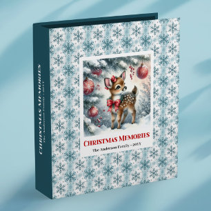 Festive baby fawn winter scene kids memory album 3 ring binder