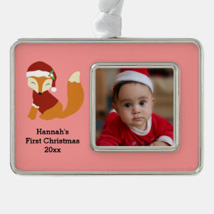 Festive Baby Fox First Christmas Holiday Ornament