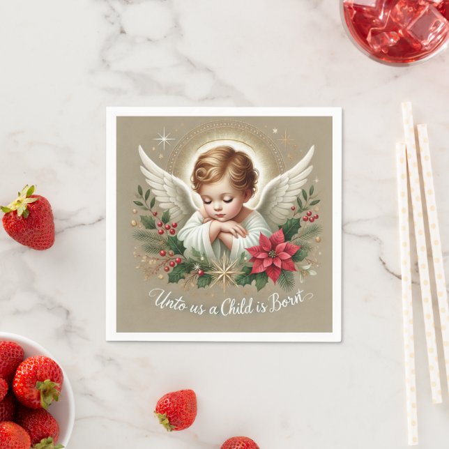 Festive Baby Jesus Nativity Bible Verse  Decoupage Napkins (Insitu)