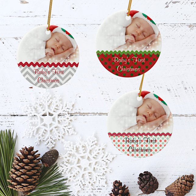 Festive Baby's First Christmas Photo Ornament (Creator Uploaded)