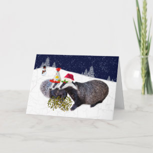 Festive Badgers Card (Enter your own message)