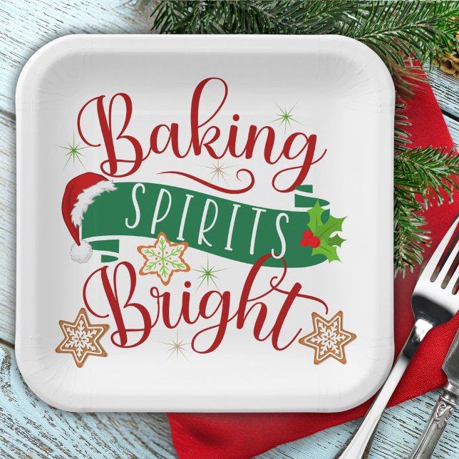 Festive Baking Spirits Bright Christmas Paper Plates (Festive Baking Spirits Bright Christmas Paper Plates)