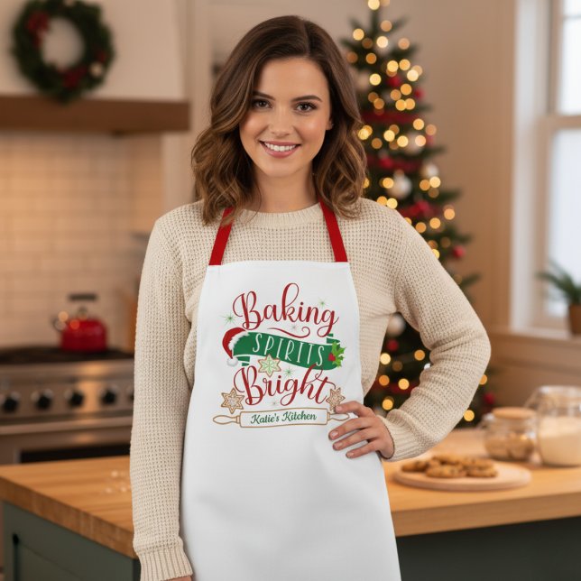 Festive Baking Spirits Bright Custom Christmas  Apron (Festive Baking Spirits Bright Custom Christmas Apron)