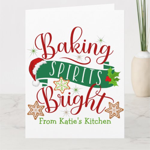 Festive Baking Spirits Bright Custom Christmas Card