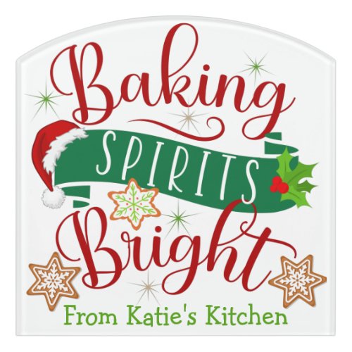 Festive Baking Spirits Bright Custom Christmas Door Sign