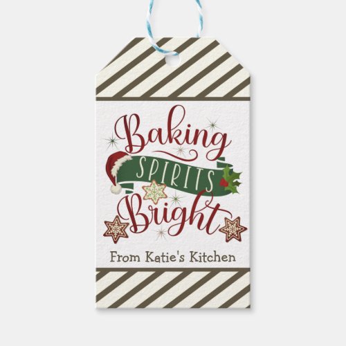 Festive Baking Spirits Bright Custom Christmas Gift Tags