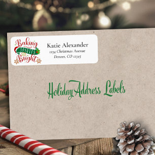 Festive Baking Spirits Bright Custom Christmas Label