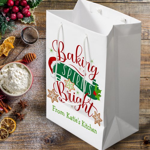 Festive Baking Spirits Bright Custom Christmas Medium Gift Bag