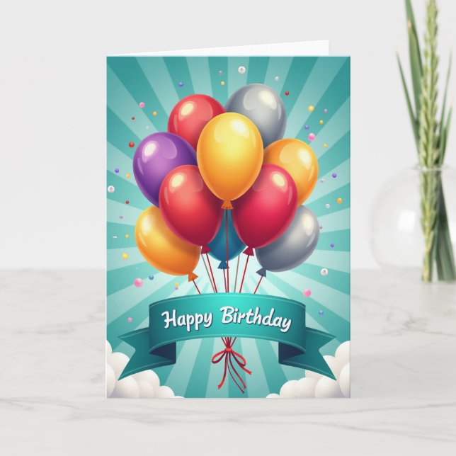 Festive Balloon Cluster Card (Front)