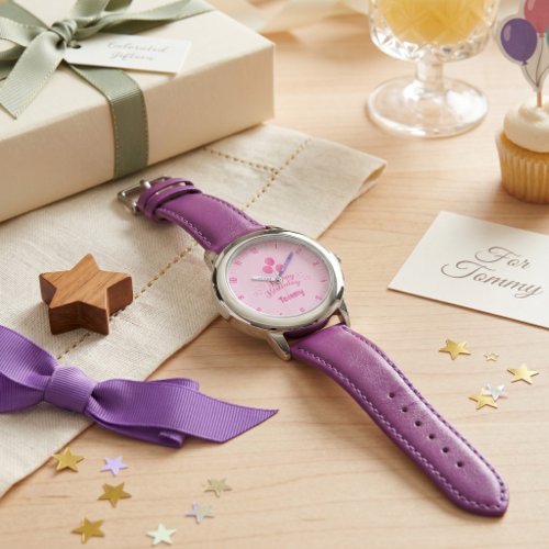 Festive Balloon Custom Name Birthday Kids Watch