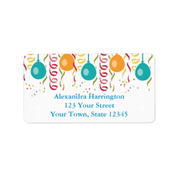 Festive Balloons And Streamers Label by StarStock at Zazzle