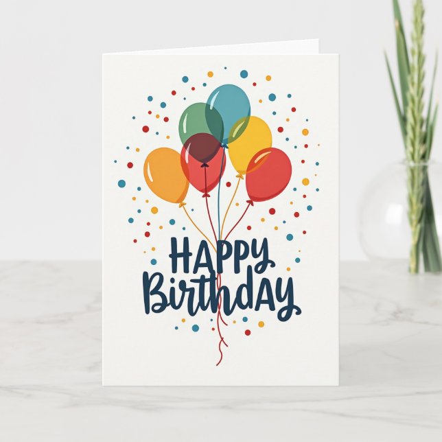 Festive Balloons Birthday Card (Front)
