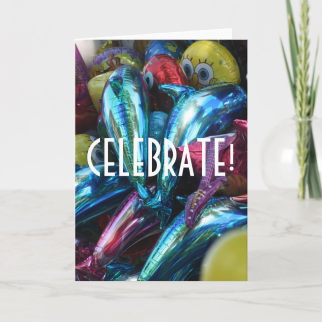 Festive Balloons, CELEBRATE! Holiday Card (Front)