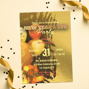 Festive Balloons Lights Confetti New Year's Eve Invitation