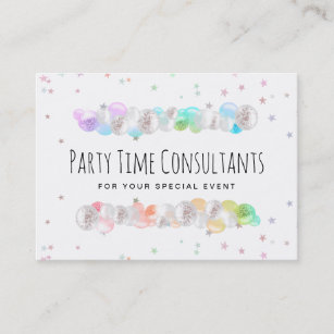 *~* Festive Balloons Rainbow Party Event Planner  Business Card