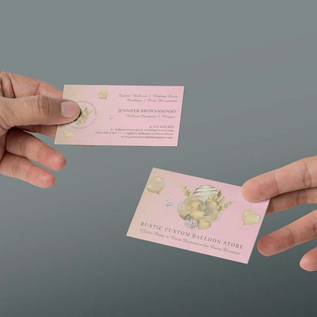 Festive Balloons Rustic Gold Party Event Planner Business Card