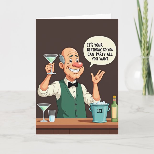 Festive Barman Birthday Card (Front)