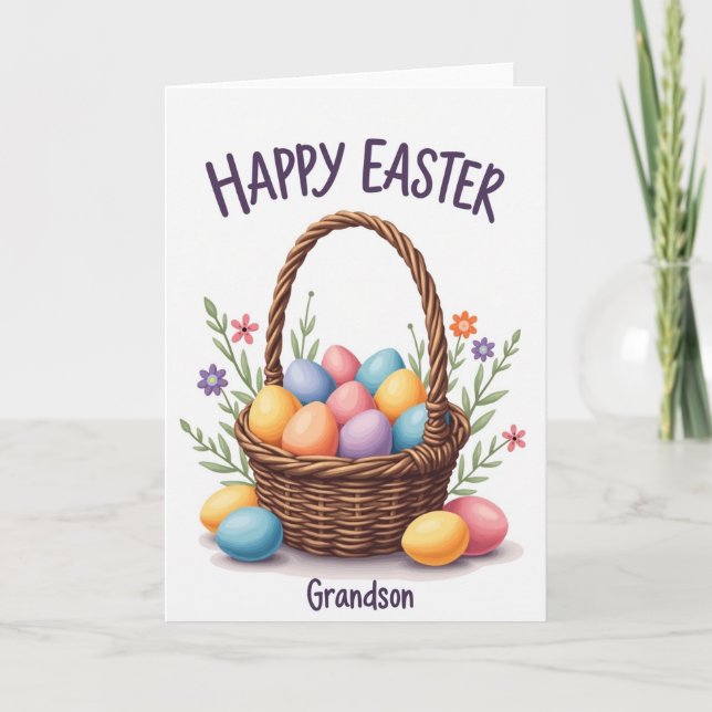 Festive Basket Of Eggs Card (Front)