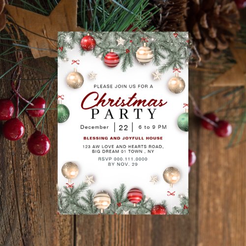 Festive Bauble Ornament Christmas Party Garland Invitation
