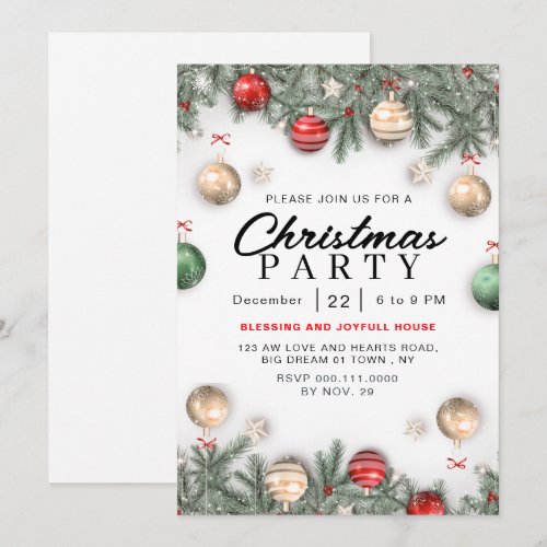 Festive Bauble Ornament Christmas Party Garland Invitation