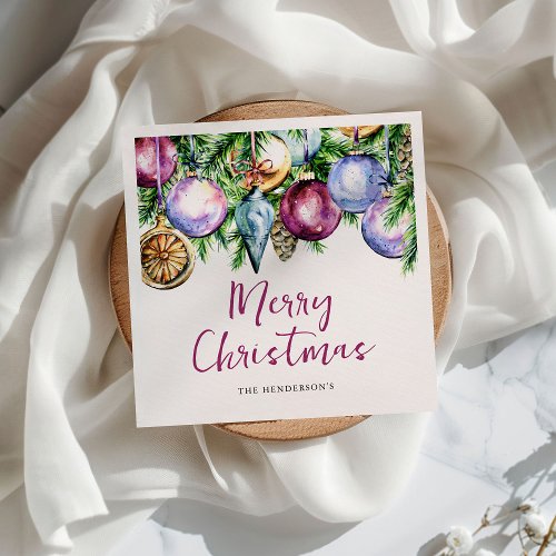 Festive Bauble Watercolor Christmas Party  Napkins