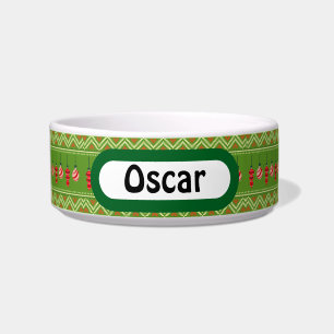 Festive Baubles Christmas  Personalized Cat Bowl