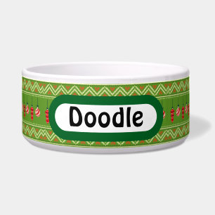 Festive Baubles Christmas  Personalized Dog Bowl