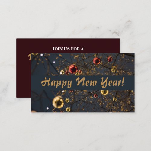 Festive baubles New Years Eve Party Ticket Enclosure Card