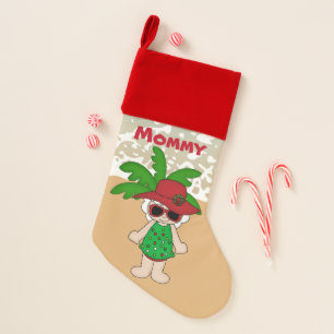 Festive beach Mrs Claus add name Christmas Stocking