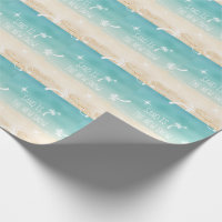 Festive Beach   Palm Trees Sand Snow Tropical Wrapping Paper