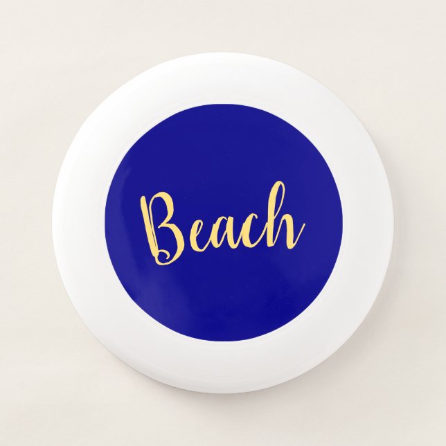 Festive BEACH Script On Bold Bright Royal Blue  Wham-O Frisbee (Front)