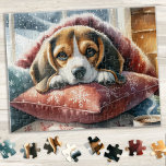 Festive Beagle Puppy Dog Holiday Scene Christmas Jigsaw Puzzle<br><div class="desc">Looking for a fun and engaging activity to share with your family this holiday season? Look no further than our jigsaw puzzle collection featuring playful Beagles! As a dog lover, you'll adore the variety of designs we offer, including cute and cuddly puppies, lovable beagles, and even scenes of beagles snuggled...</div>