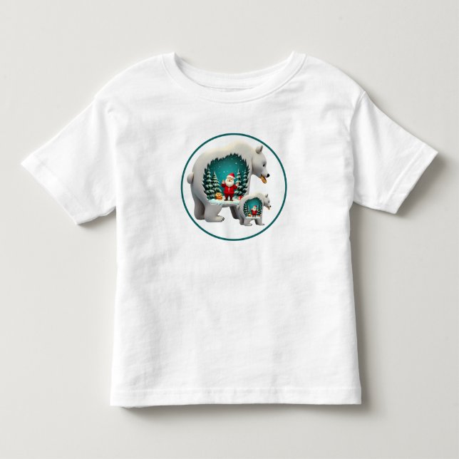 Festive Bear Santa Christmas Trees Cookies Toddler T-shirt (Front)