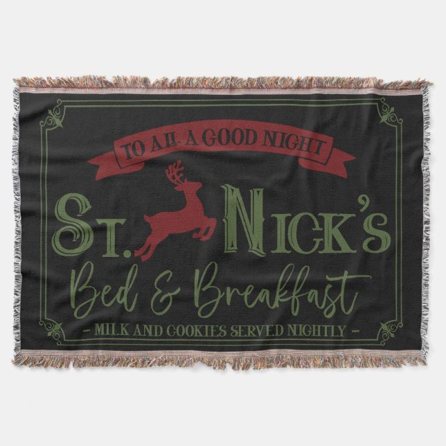 Festive Bed and Breakfast Christmas Doormat Throw  Throw Blanket (Front)