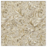 Festive beige gold tooled leather fabric