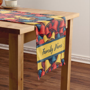 Festive Bell and Snowflake Pattern Short Table Runner