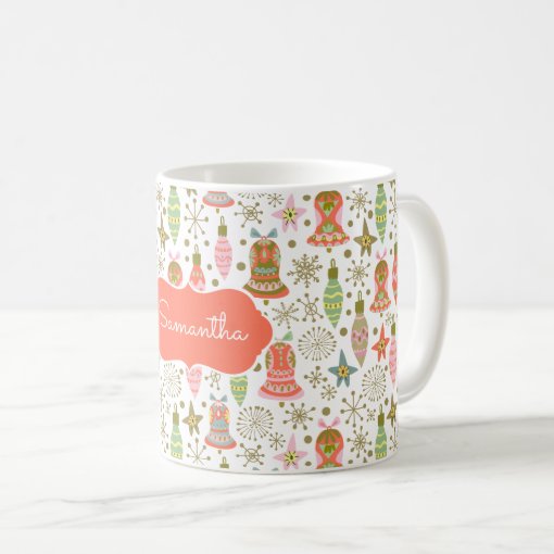 Festive Bells Pattern Personalized Mug  Zazzle