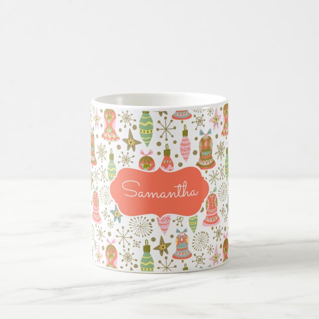 Festive Bells Pattern Personalized Mug (Center)