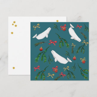 Festive Beluga Whale Illustration Christmas  Holiday Card