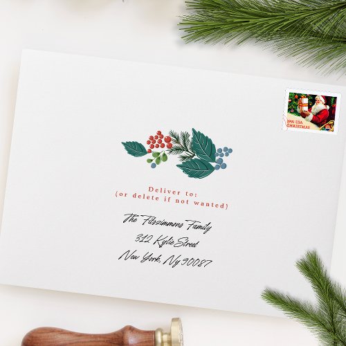 festive berries traditional green  red christmas envelope