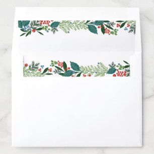 festive berries traditional green & red christmas envelope liner