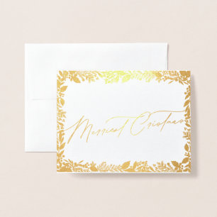 festive berries traditional green & red christmas foil card