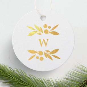 festive berries traditional green & red christmas foil favor tags