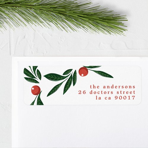 festive berries traditional green  red christmas label