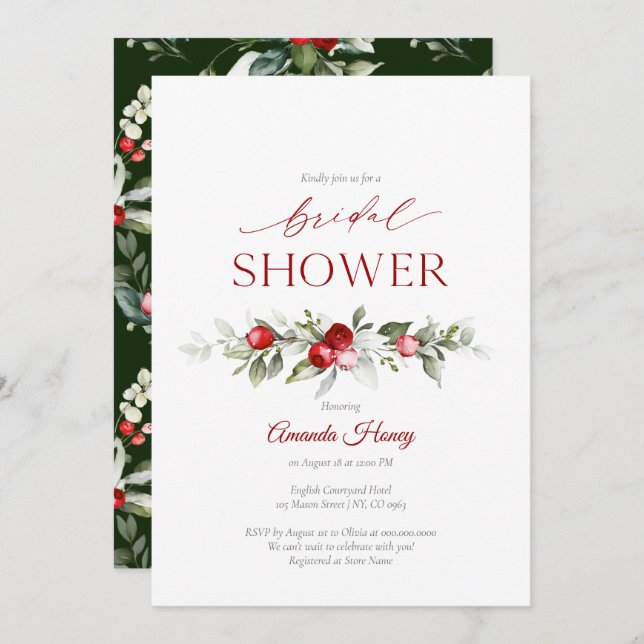 Festive Berry Bridal Shower Invitation (Front/Back)