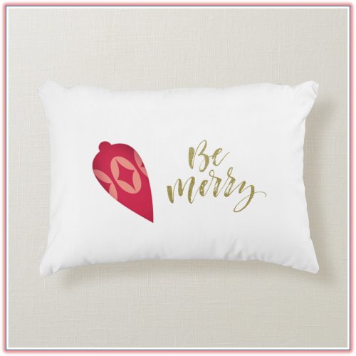 Festive Berry Color Ornament Be Merry Accent Pillow