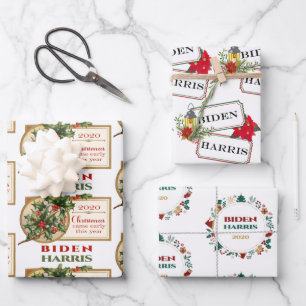 Festive Biden Harris 2020 Christmas Wrapping Paper Sheets