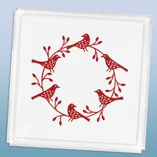 Festive Bird and Flower Scandi Wreath Acrylic Tray